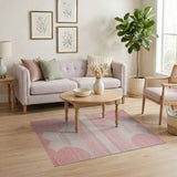 Blush Pink Abstract Geometric Area Rug