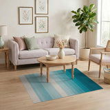 Teal Ombre Gradient Stripe Area Rug