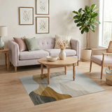 Beige Abstract Wavy Landscape Area Rug