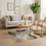 Abstract Geometric Modern Area Rug in Neutral Tones