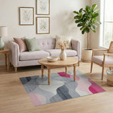 Pink Wavy Pink Abstract Area Rug