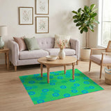 Vibrant Green Hexagon Geometric Area Rug