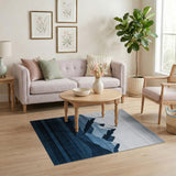 Geometric Blue Mountain Peaks Area Rug