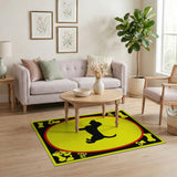 Playful Beagle Silhouette Bone Border Area Rug