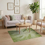 Vintage Green Fern Leaf Area Rug