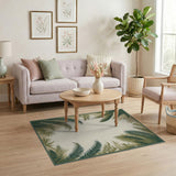 Palm Frond Border Coastal Area Rug