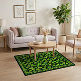 Floral Vintage Lucky Shamrock Clover Green Area Rug