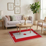 Red Sumo Dohyo Geometric Area Rug
