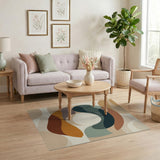 ODIKA Modern Abstract Earth Tone Washable Area Rug - Low Pile Non-Slip
