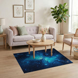 Blue and Teal Cosmic Nebula Blue Teal Area Rug