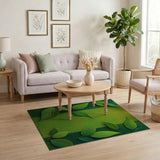 Green Lush Green Leaves Textured Area Rug