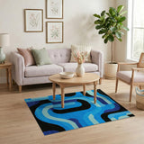 Geometric Modern Blue and Teal Bold Blue Geometric Abstract Area Rug