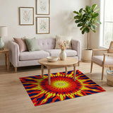 Fiery Sun Mandala Abstract Area Rug