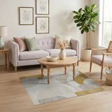Gold Beige Abstract Geometric Area Rug