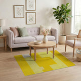 Vibrant Yellow Geometric Stripe Area Rug