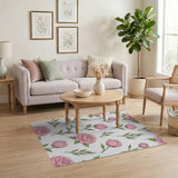 Blush Peony Floral Pattern Area Rug