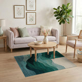 Emerald Teal Wave Abstract Area Rug