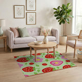 Multi-color and Patterns Playful Strawberry Fruit Pattern Area Rug