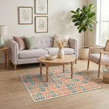 Orange Fish Motif Washable Area Rug