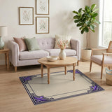 Purple Ornate Geometric Border Area Rug