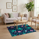 Teal Octopus Seashell Starry Navy Area Rug