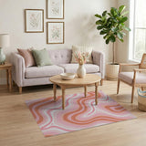 Pink Wavy Pink Orange Abstract Area Rug