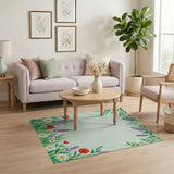 Floral Border Area Rug with Daisies Poppies Lavender