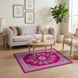 Pink Ornate Pink Persian Floral Area Rug