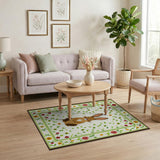 Vintage Floral Bunny Rabbit Area Rug