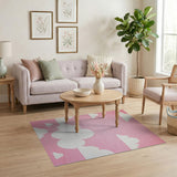 Whimsical Pink Pixel Clouds Area Rug