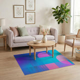 Blue and Teal Blue Teal Abstract Geometric Area Rug