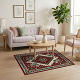 Ornate Red Green Traditional Persian Area Rug