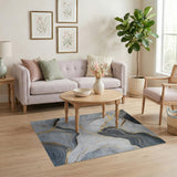 Gold and Silver Gold Veined Grey Marble Abstract Area Rug