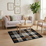 Cute Brown Bunny Plaid Area Rug