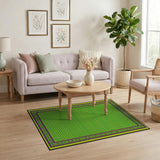 Vibrant Green Yellow Striped Heritage Rug