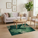 Lush Variegated Monstera Leaf Green Area Rug