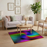 Vibrant Rainbow Swirl Washable Area Rug