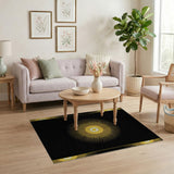 Radiant Yellow Sunburst Geometric Rug