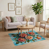 Watercolor Peach Roses Bouquet Area Rug