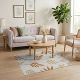 Orange Orange Fern Leaf Pattern Area Rug