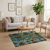 Vibrant Aerial Cityscape Area Rug