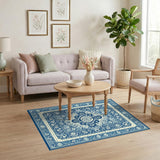 Blue and Teal Traditional Persian Blue Persian Medallion Area Rug