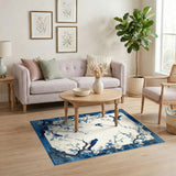 Blue Birds Floral Area Rug