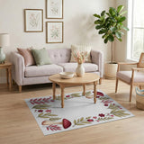 Whimsical Mushroom Floral Border Rug