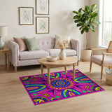Boho Chic Multi-color and Patterns Vibrant Pink Mandala Boho Area Rug
