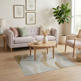 Abstract Area Beige Layered Wave Abstract Area Rug