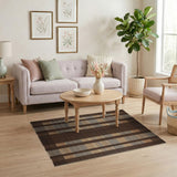 Geometric Modern Brown Tan Striped Woven Area Rug
