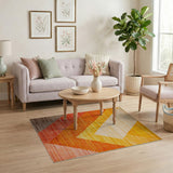 Bold Geometric Orange Yellow Triangle Area Rug