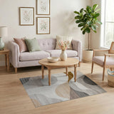 Beige and Neutral Abstract Area Abstract Wavy Neutral Area Rug