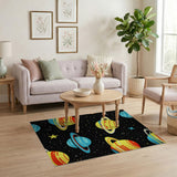 Kids Cartoon Whimsical Space Planets Kids Area Rug